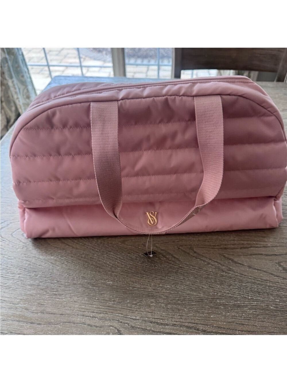 Victoria's Secret Pink Travel Bag with Quilted Design and Gold Hardware